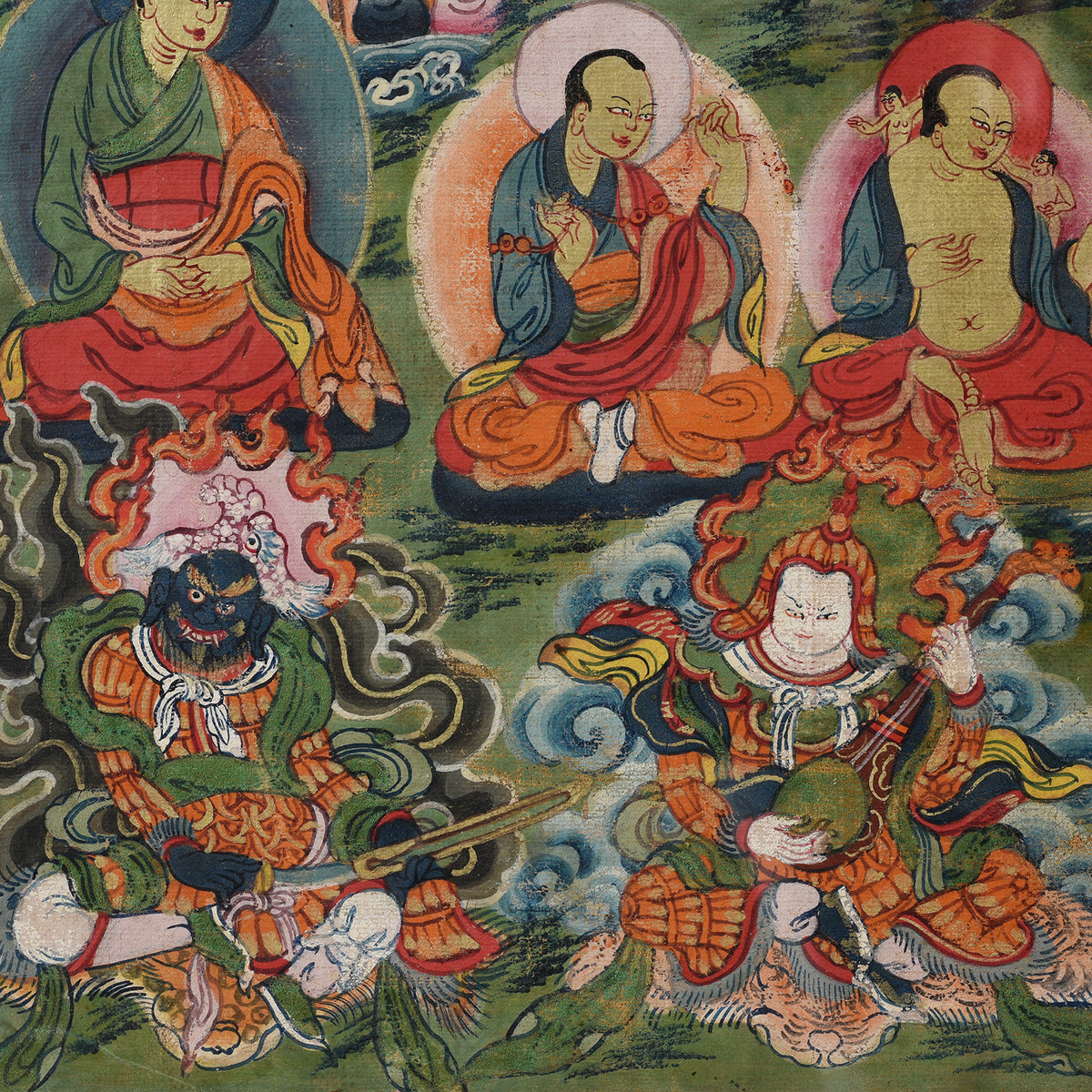 Musician Detail From Antique Tibetan Thangka 19thC | Indigo Antiques