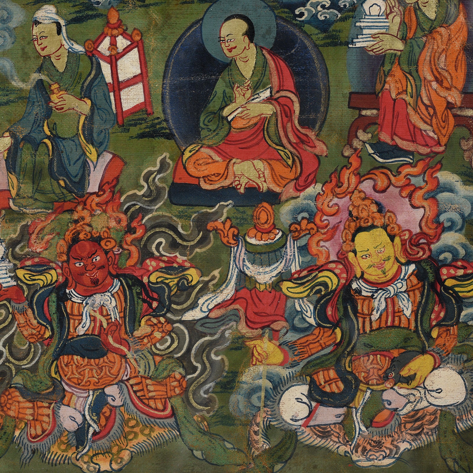 Musician Detail From Antique Tibetan Thangka 19thC | Indigo Antiques