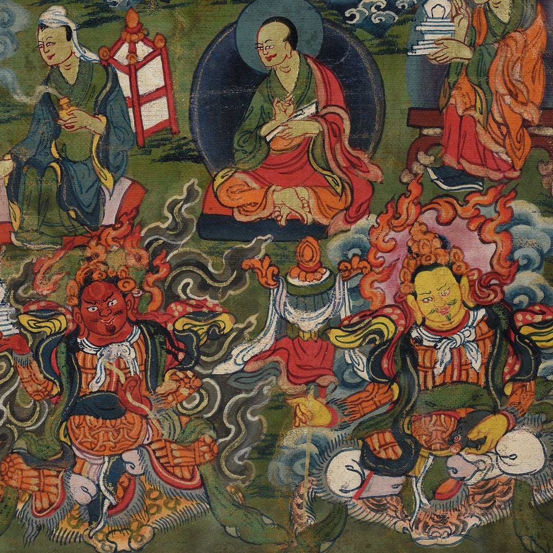 Musician Detail From Antique Tibetan Thangka 19thC | Indigo Antiques