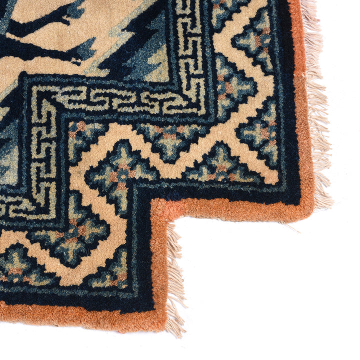 Corner Design From Antique Deer Design Woollen Tibetan Saddle Rug - 19th Century | Indigo Antiques