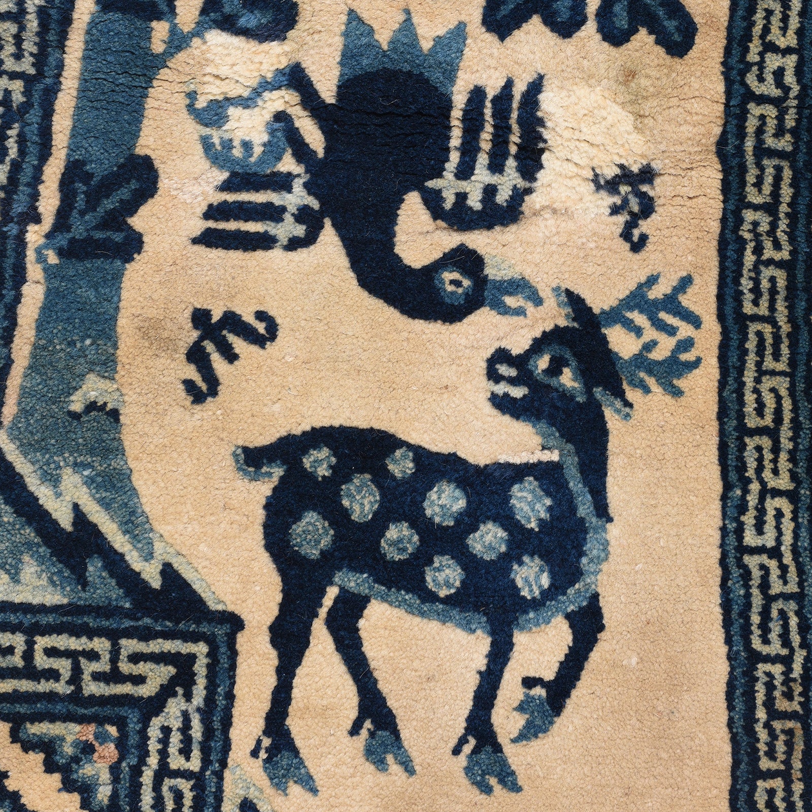 Deer Design From Antique Deer Design Woollen Tibetan Saddle Rug - 19th Century | Indigo Antiques