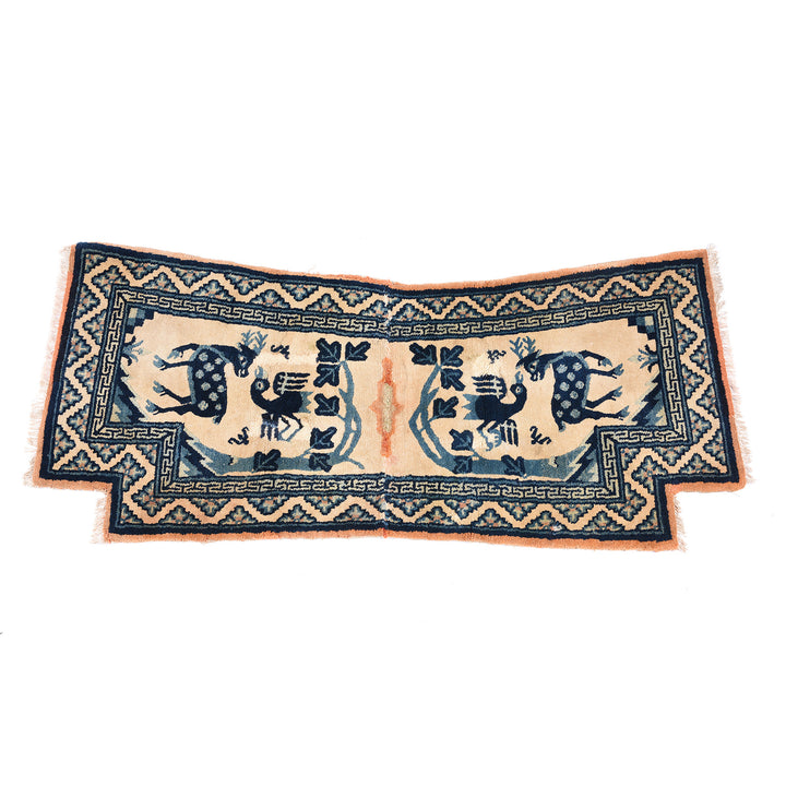 Antique Deer Design Woollen Tibetan Saddle Rug - 19th Century | Indigo Antiques