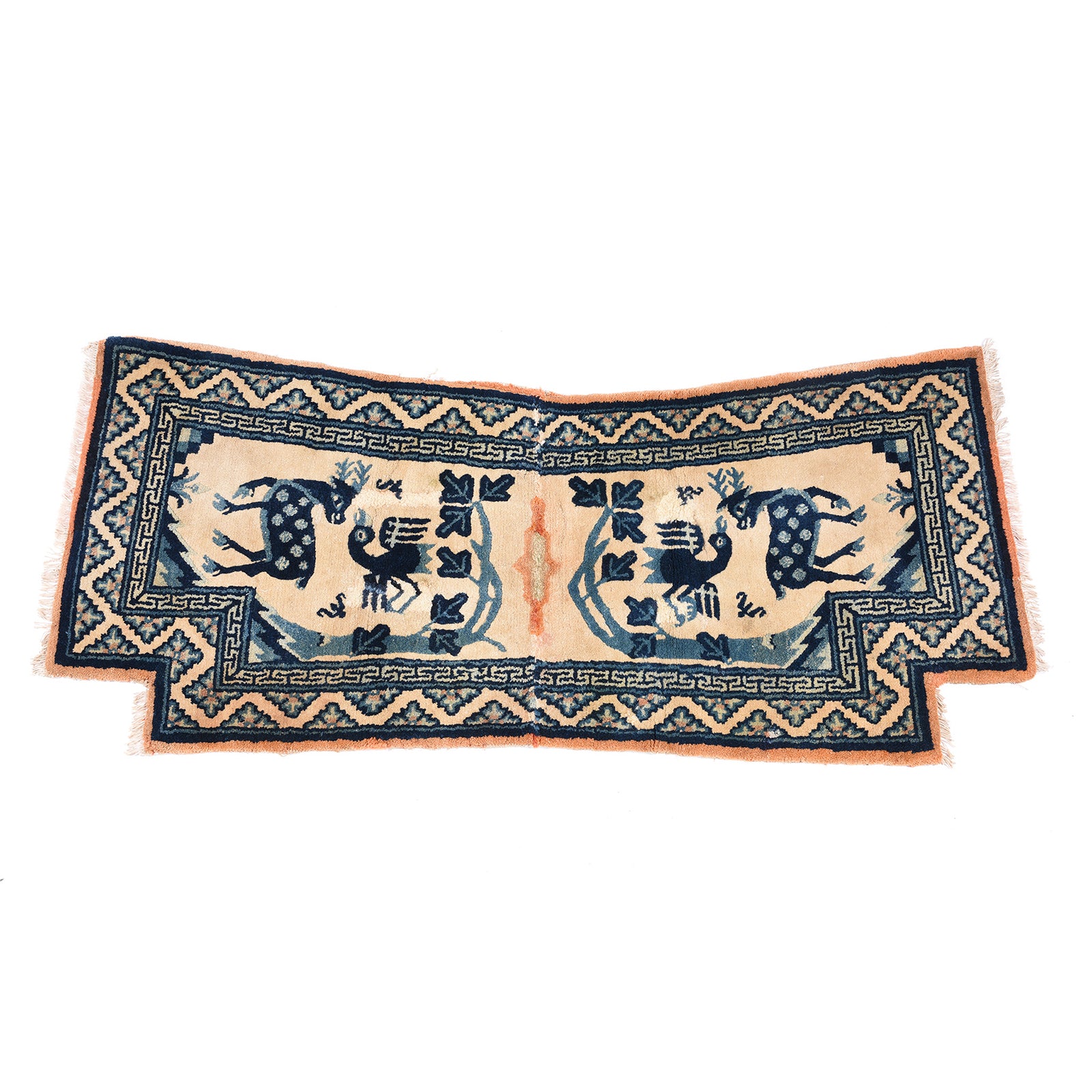 Antique Deer Design Woollen Tibetan Saddle Rug - 19th Century | Indigo Antiques