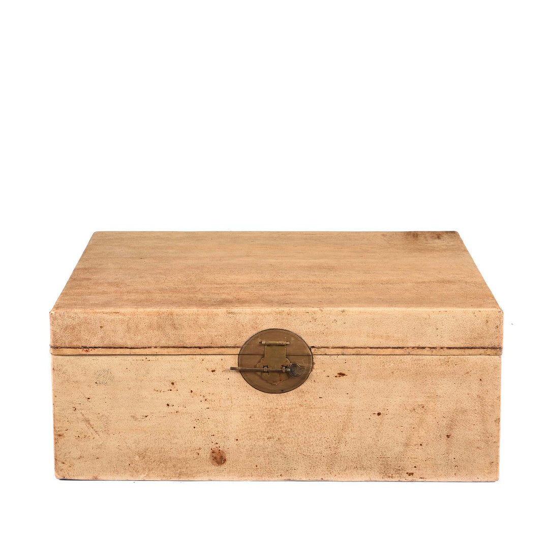 Pale Leather Trunk from Shanghai - Circa 1920 | Indigo Antiques