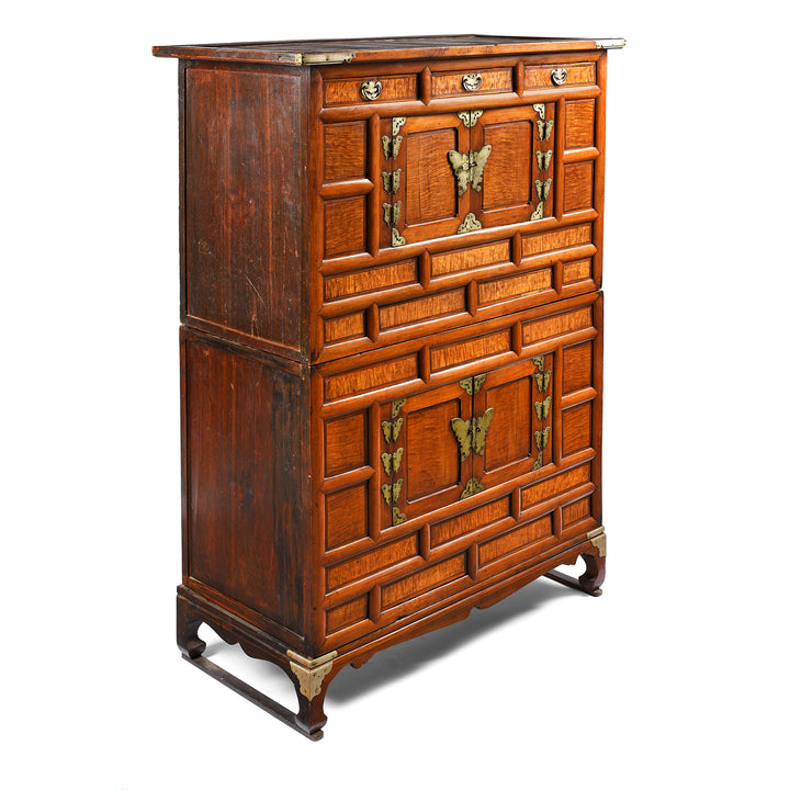 Angled View Of Korean Ich'Ung Jang Cabinet on Stand - 19thC | Indigo Antiques
