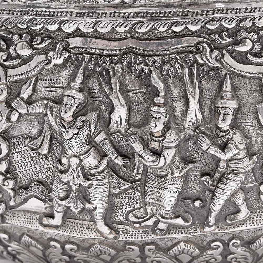 Burmese Repousse Silver Bowl - 19thC