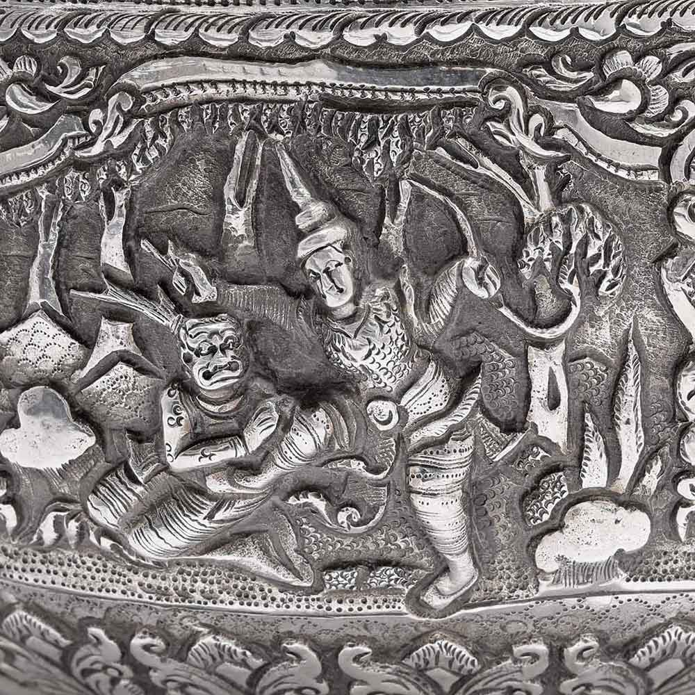 Burmese Repousse Silver Bowl - 19thC