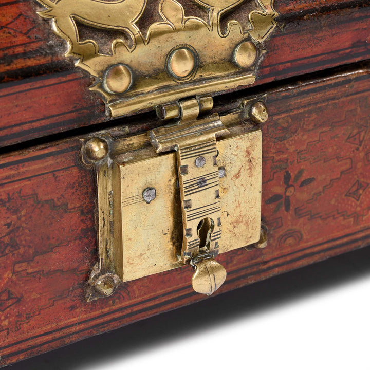 Latch Detail From Painted Betel Nut Box With Mahjong Set From Kerala - 19thC | Indigo Antiques