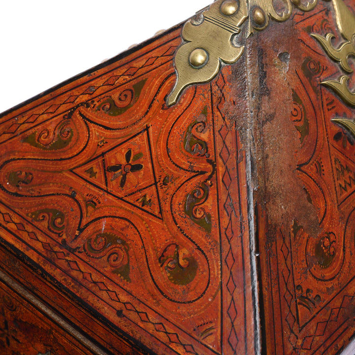Paintwork Detail From Painted Betel Nut Box With Mahjong Set From Kerala - 19thC | Indigo Antiques