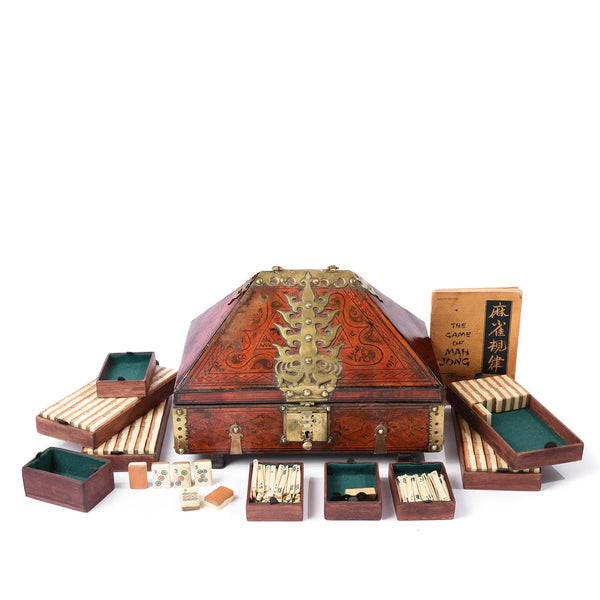 Painted Betel Nut Box With Mahjong Set From Kerala - 19thC