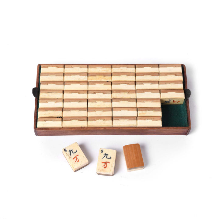 Mahjong Tiles From Painted Betel Nut Box With Mahjong Set From Kerala - 19thC | Indigo Antiques