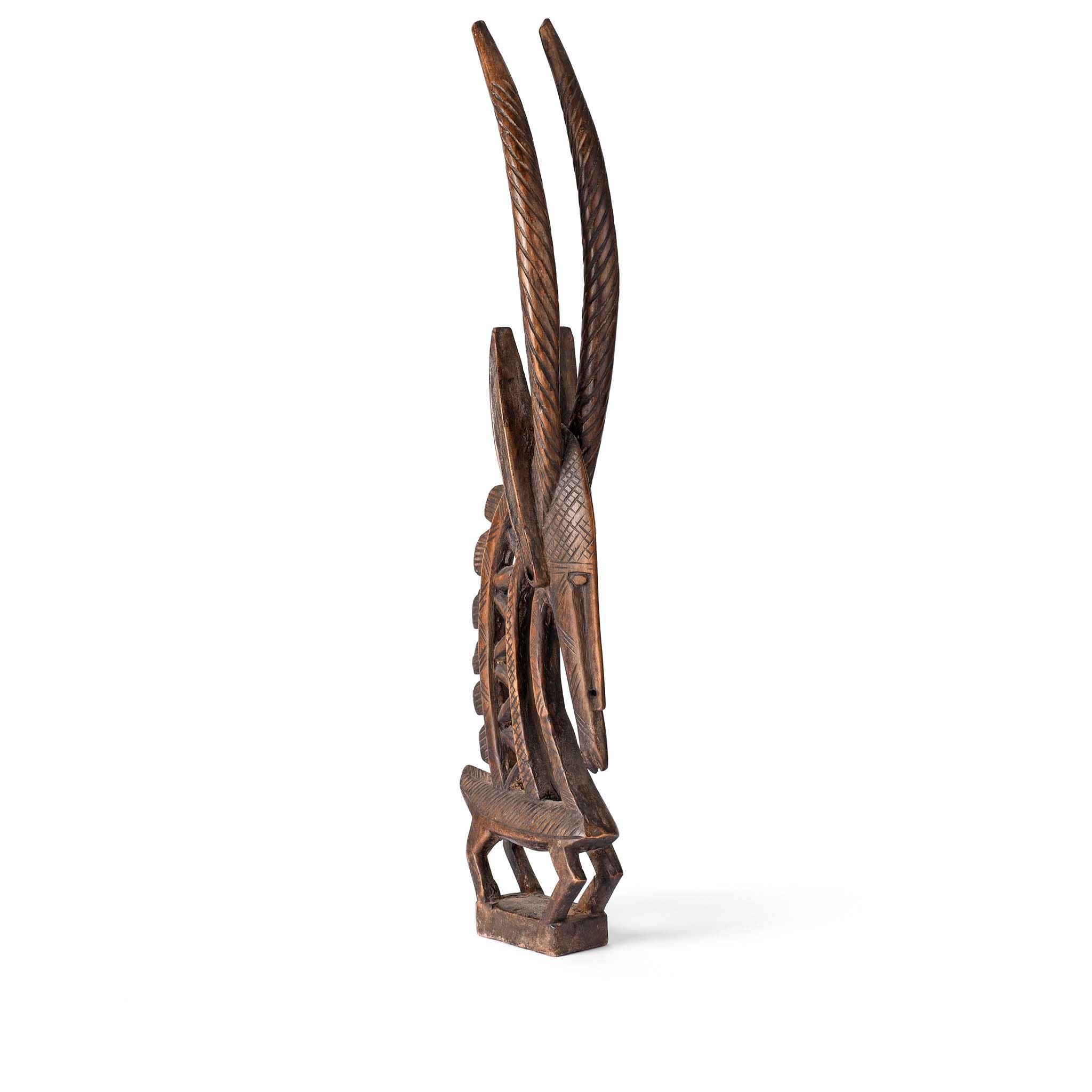 Angled View Of Bambara Antelope Headdress - Chiwara - Ca 1950's | Indigo Antiques