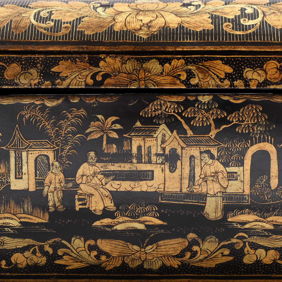 Detail From Chinoiserie Lacquer Sewing Box - Qing Dynasty Early 19thC | Indigo Antiques