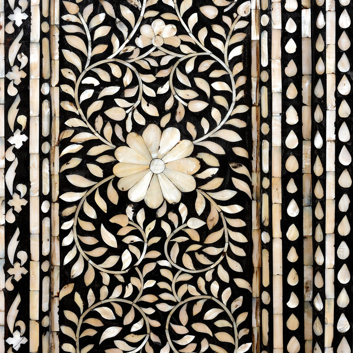 Inlay Detail From Vintage Mother of Pearl Inlay Bedside Cabinet from Rajasthan | Indigo Antiques
