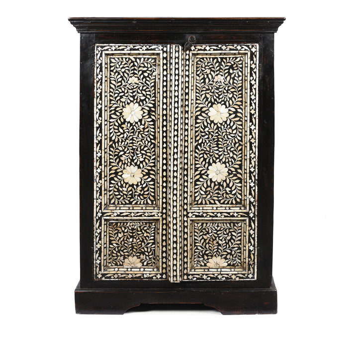 Vintage Mother of Pearl Inlay Bedside Cabinet from Rajasthan | Indigo Antiques