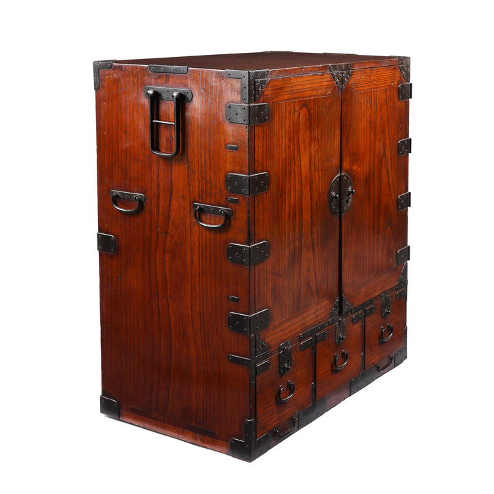 ANgled View Of Japanese Kannon Biraki - Kiri (Pawlonia Wood) - Late Edo Period | Indigo Antiques