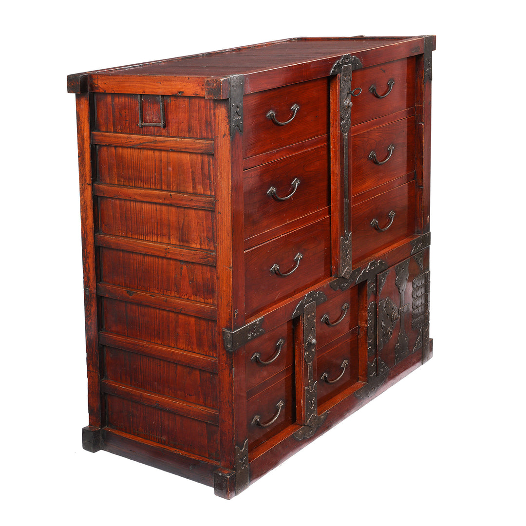 Angled View Of Japanese Kiri Bo Dansu Cabinet - Meiji Period - Ca 1880 | Indigo Antiques