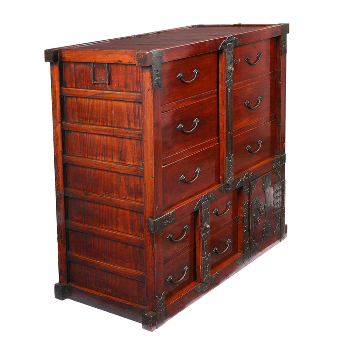 Angled View Of Japanese Kiri Bo Dansu Cabinet - Meiji Period - Ca 1880 | Indigo Antiques