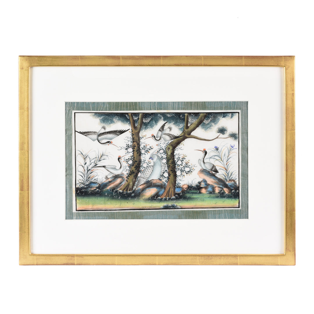 Framed Watercolour Painting of Birds on Pith Paper - 19thC I Indigo Antiques