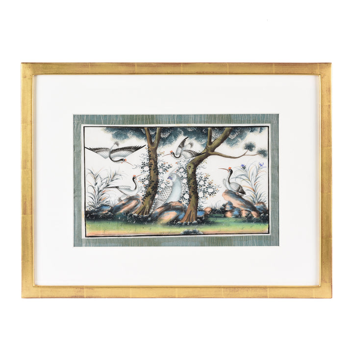 Framed Watercolour Painting of Birds on Pith Paper - 19thC I Indigo Antiques