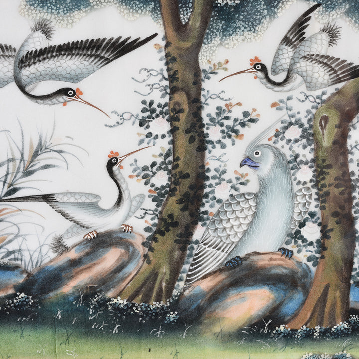 Detail From Framed Watercolour Painting of Birds on Pith Paper - 19thC I Indigo Antiques