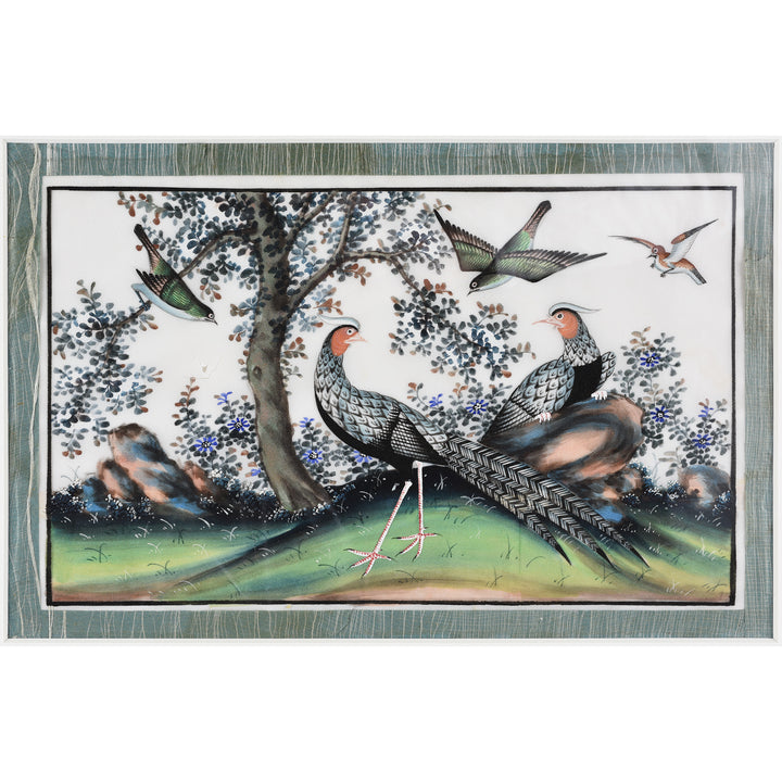 Framed Watercolour Painting of Birds on Pith Paper - 19thC I Indigo Antiques