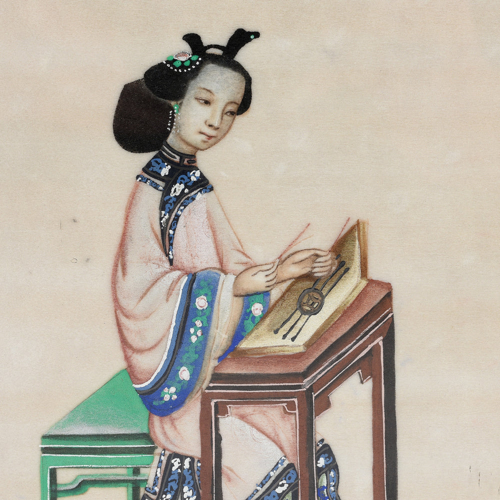 Framed Watercolour Painting of A Musician on Pith Paper - 19th Century I Indigo Antiques