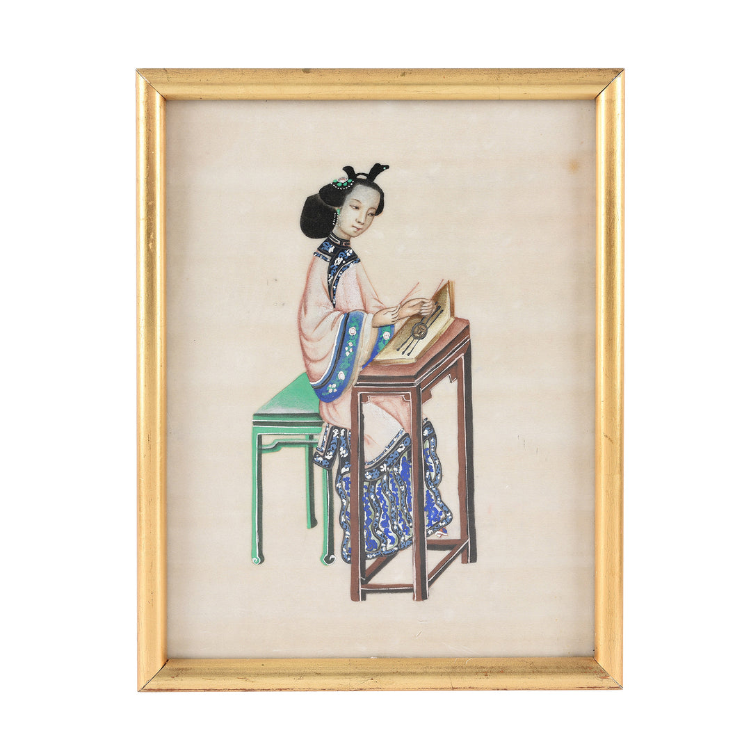 Framed Watercolour Painting of A Musician on Pith Paper - 19th Century I Indigo Antiques
