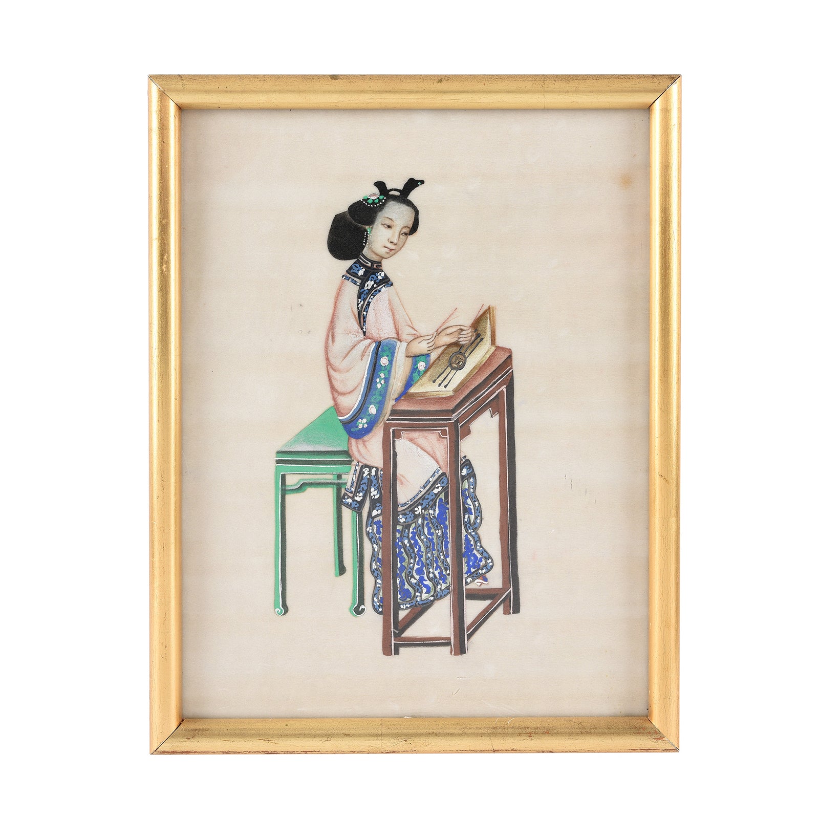 Framed Watercolour Painting of A Musician on Pith Paper - 19th Century I Indigo Antiques