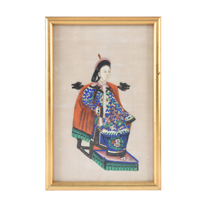 Antique Framed Watercolour Painting of A Dignitary on Pith Paper - 19th Century I Indigo Antiques