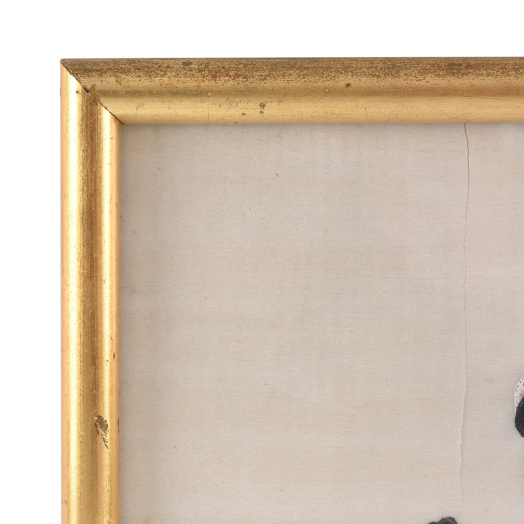 Frame Detail From Antique Framed Watercolour Painting of A Dignitary on Pith Paper - 19th Century I Indigo Antiques