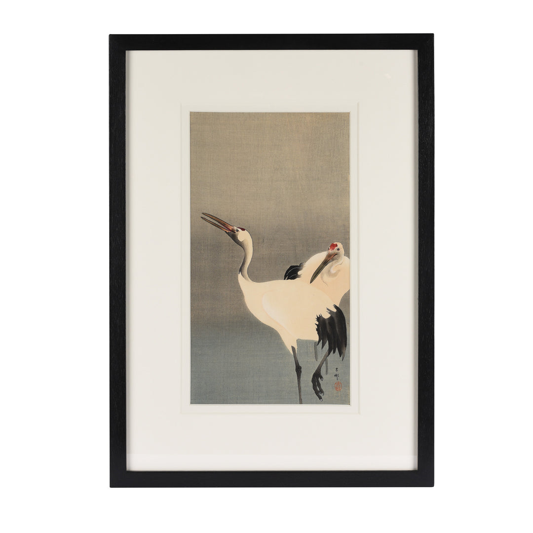 Old Japanese Woodblock Print of Cranes By Ohara Koson - Early 20thC | Indigo Antiques
