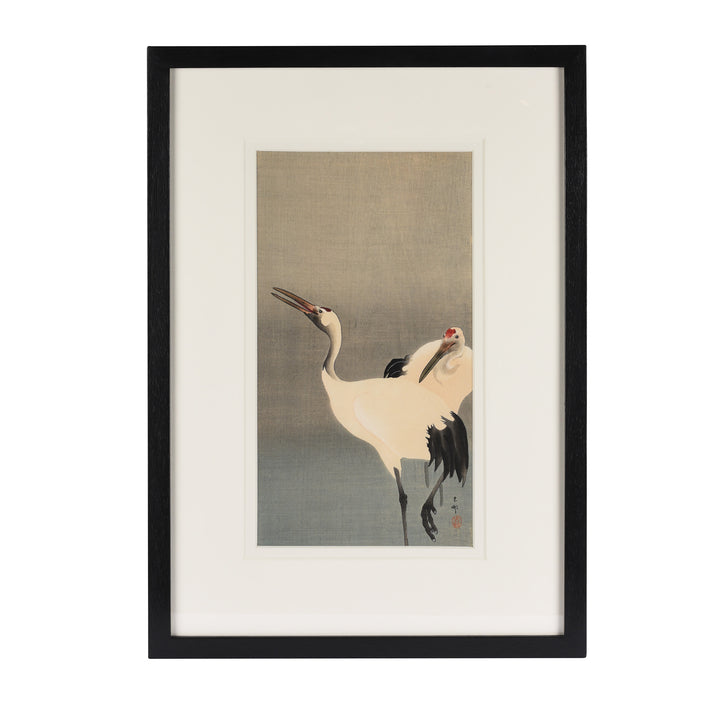 Old Japanese Woodblock Print of Cranes By Ohara Koson - Early 20thC | Indigo Antiques