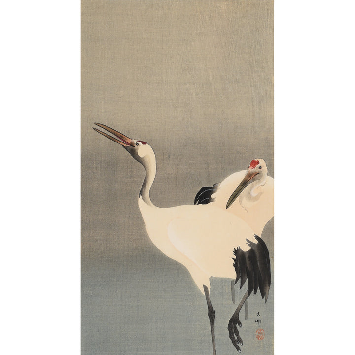 Old Japanese Woodblock Print of Cranes By Ohara Koson - Early 20thC | Indigo Antiques