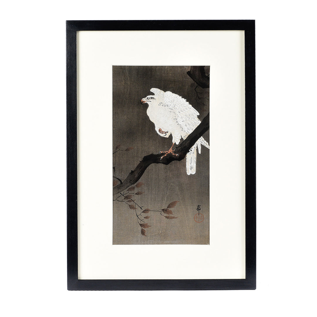 Framed Eagle Japanese Woodblock Print By Ohara Koson | Indigo Antiques