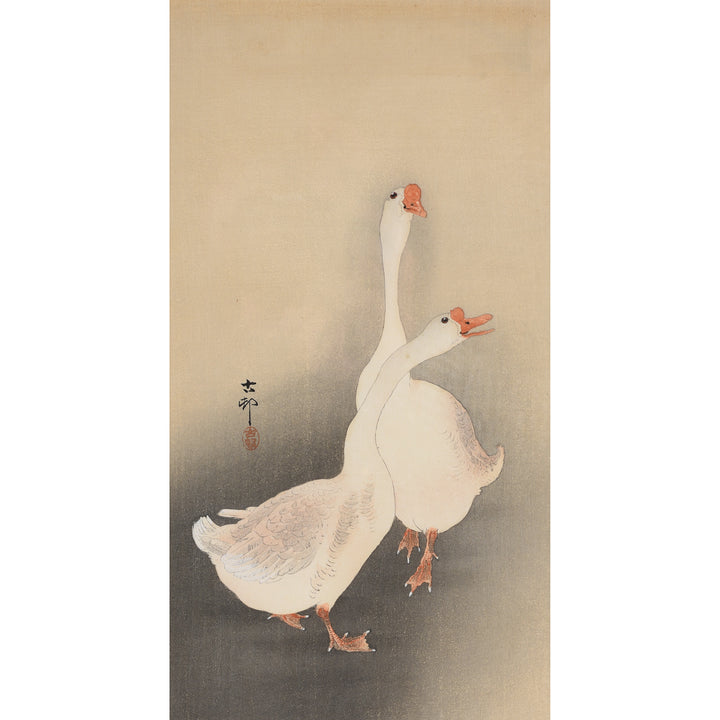 Old Japanese Woodblock Print of Geese By Ohara Koson - Early 20thC