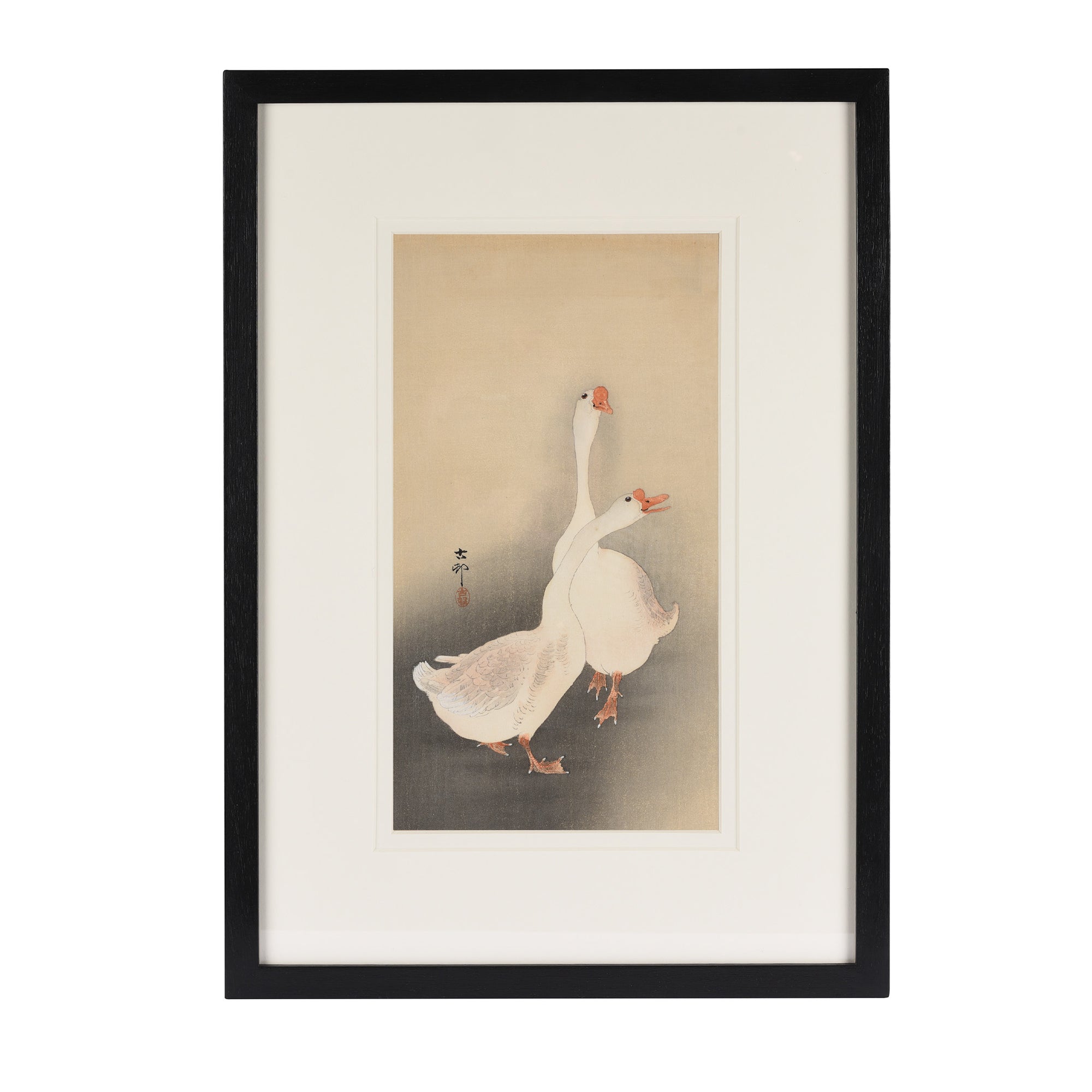 Old Japanese Woodblock Print of Geese By Ohara Koson - Early 20thC