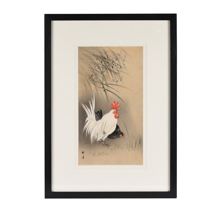 Old Japanese Woodblock Print of Chickens By Ohara Koson | Indigo Antiques