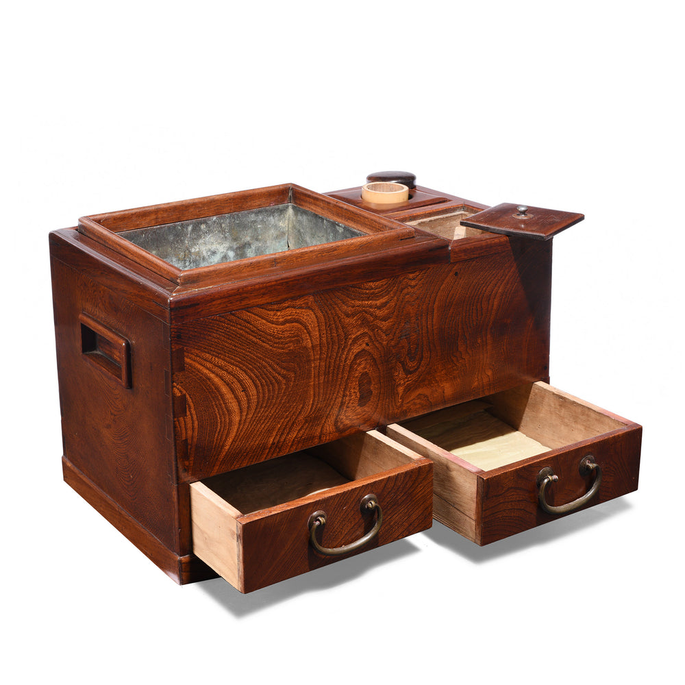 Open Drawers Detail From Japanese Zelcova Hibachi - Early 20thC | Indigo Antiques