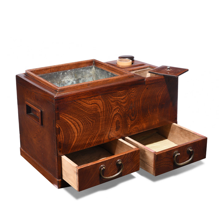 Open Drawers Detail From Japanese Zelcova Hibachi - Early 20thC | Indigo Antiques