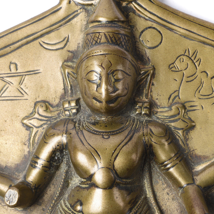 Face Detail From Antique Bronze Votive Panel Of Siva From South India - 18thC | Indigo Antiques