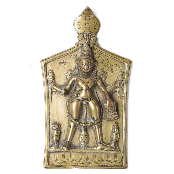 Bronze Votive Panel Of Virabhadra From Deccan - 19thC