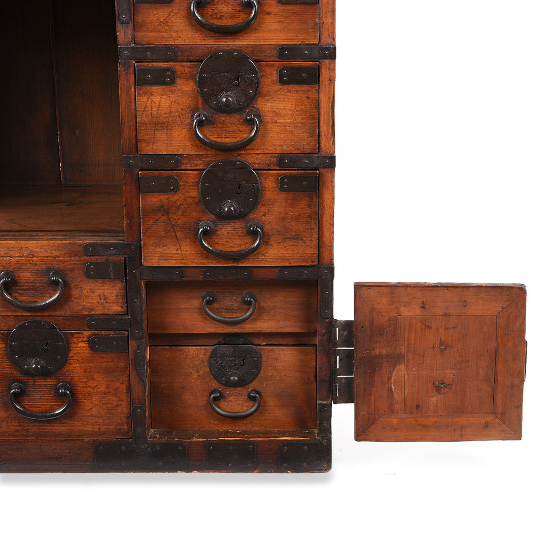 Lower Compartment Detail From Japanese Side Tansu - Edo Period | Indigo Antiques