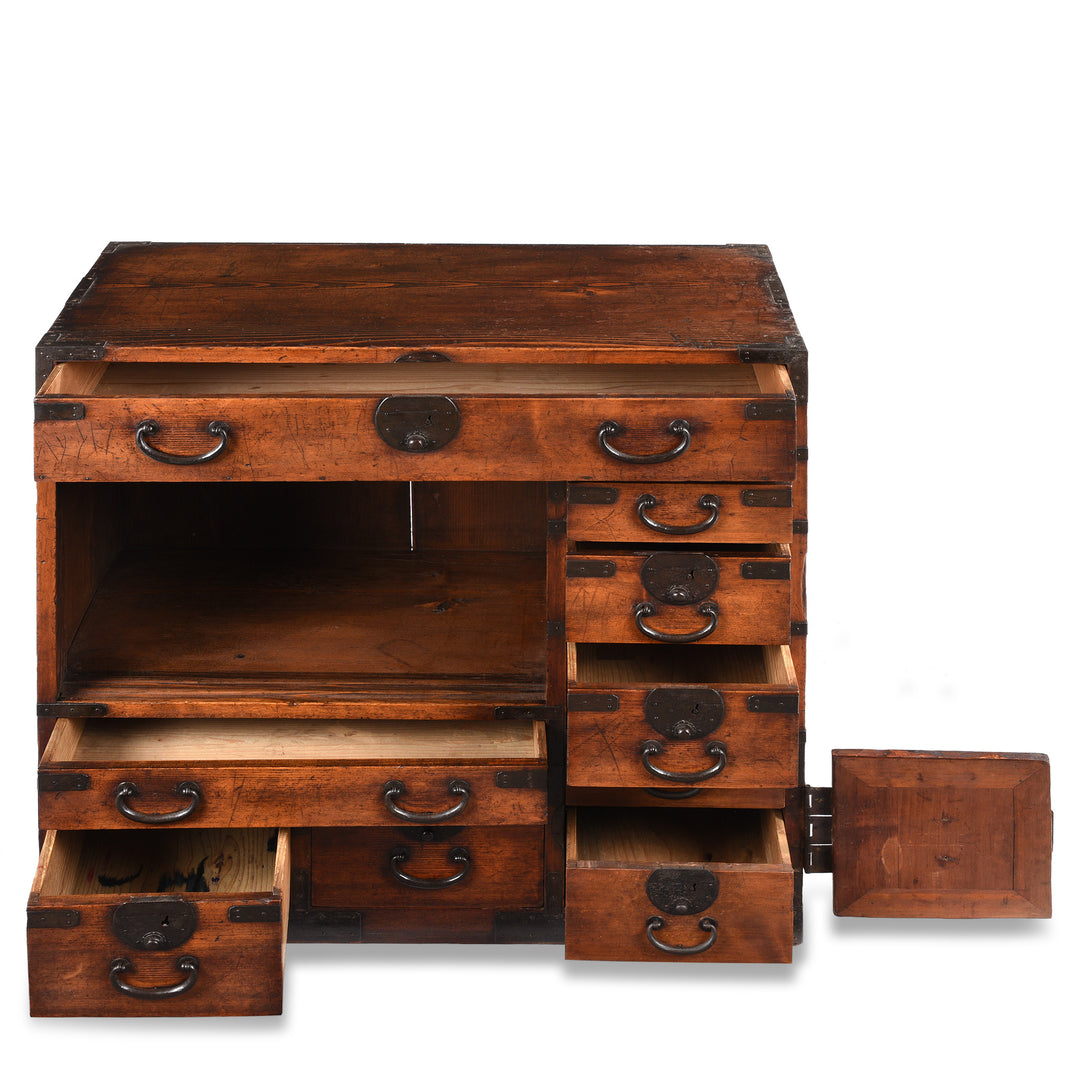 Open Draws Detail From Japanese Side Tansu - Edo Period | Indigo Antiques