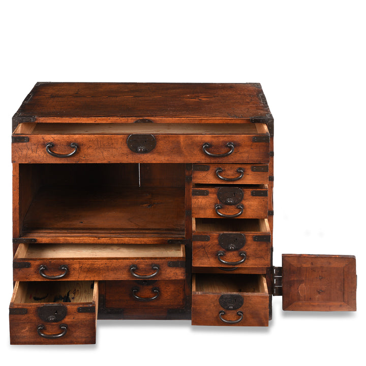 Open Draws Detail From Japanese Side Tansu - Edo Period | Indigo Antiques