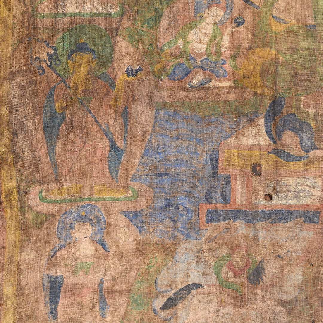 Thangka Detail From Antique Painted Tibetan Altar Cupboard - 19thC | Indigo Antiques