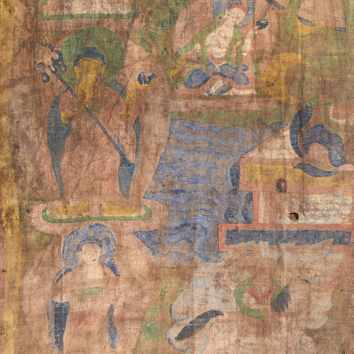 Thangka Detail From Antique Painted Tibetan Altar Cupboard - 19thC | Indigo Antiques