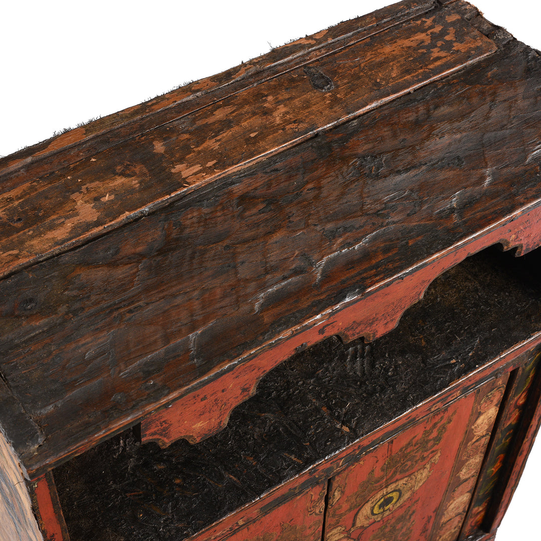 Surface Detail From Antique Painted Tibetan Altar Cupboard - 19thC | Indigo Antiques