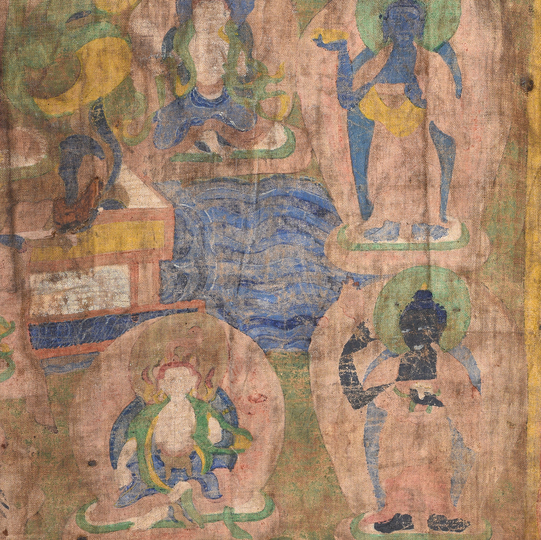 Thangka Detail From Antique Painted Tibetan Altar Cupboard - 19thC | Indigo Antiques