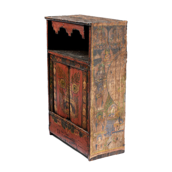 Painted Tibetan Mahakala Torgam Cabinet - 18thC